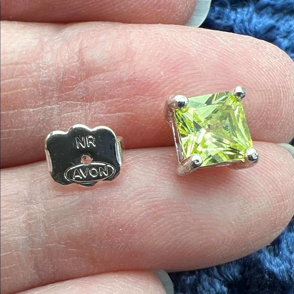 3-Pair of VINTAGE Avon CZ stud earrings, clear, peridot, citrine look - Picture 2 of 6